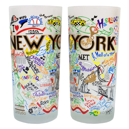 Frosted New York Glasses Set of 4