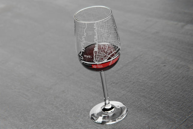 NYC Map Wine Glass
