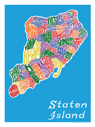 Staten Island Neighborhood Map Print