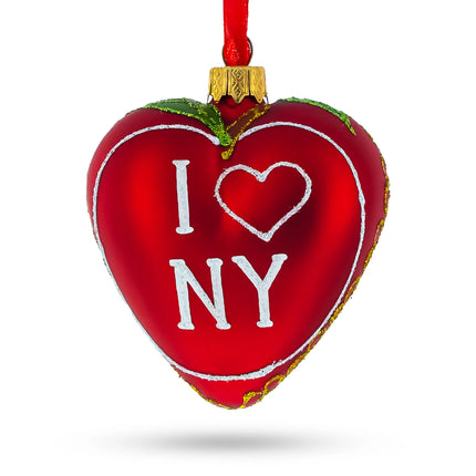 I Love NY Red Glass Ornament