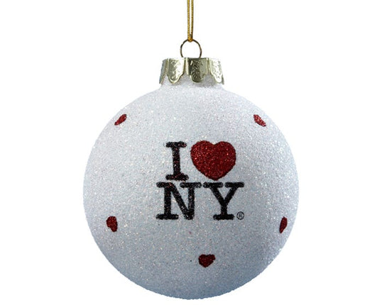 I Love NY Heart Glass Ball Ornament