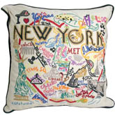 Hand-Embroidered NYC Pillow