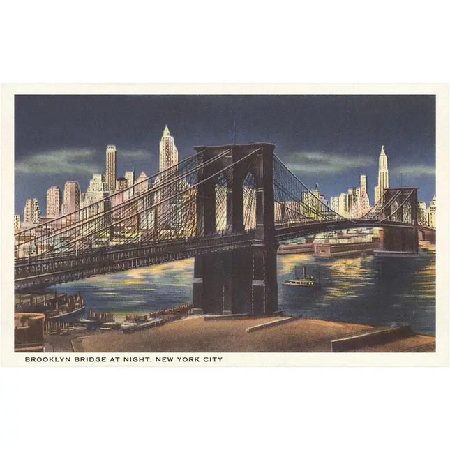 Brooklyn Bridge at Night Postcard