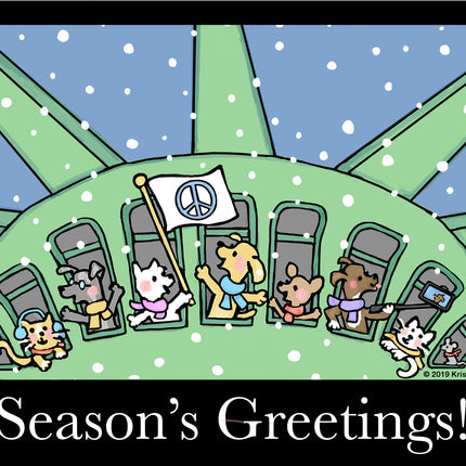 City Dogs Statue of Liberty Card