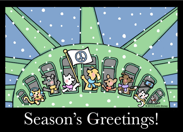 City Dogs Statue of Liberty Card