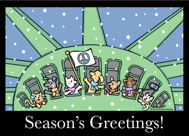 City Dogs Statue of Liberty Card