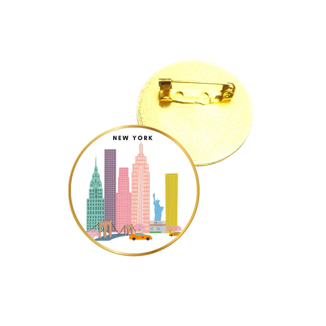 NY Gold Button Pins