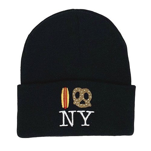 Hot Dog Pretzel NY Knit Beanie