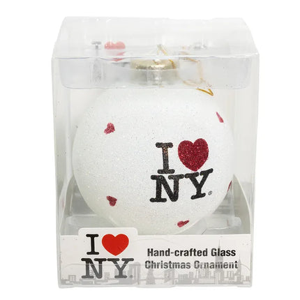I Love NY Heart Glass Ball Ornament