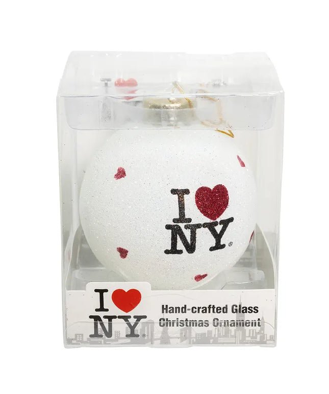 I Love NY Heart Glass Ball Ornament