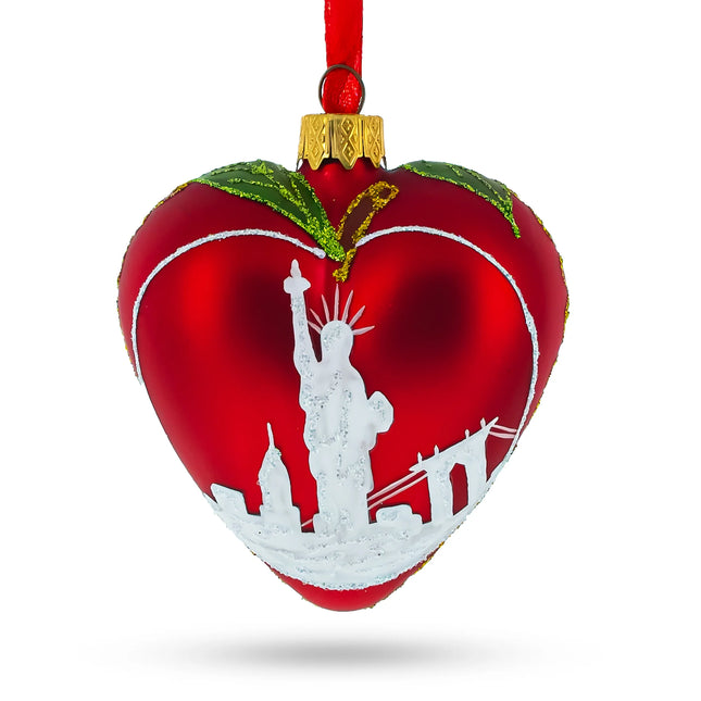 I Love NY Red Glass Ornament