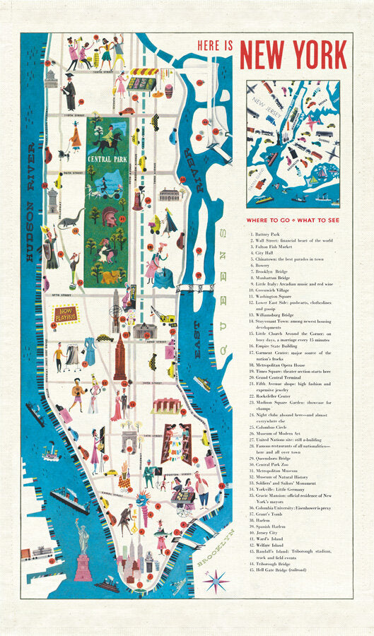 NY Map Tea Towel