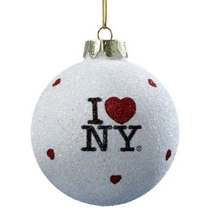 I Love NY Heart Glass Ball Ornament